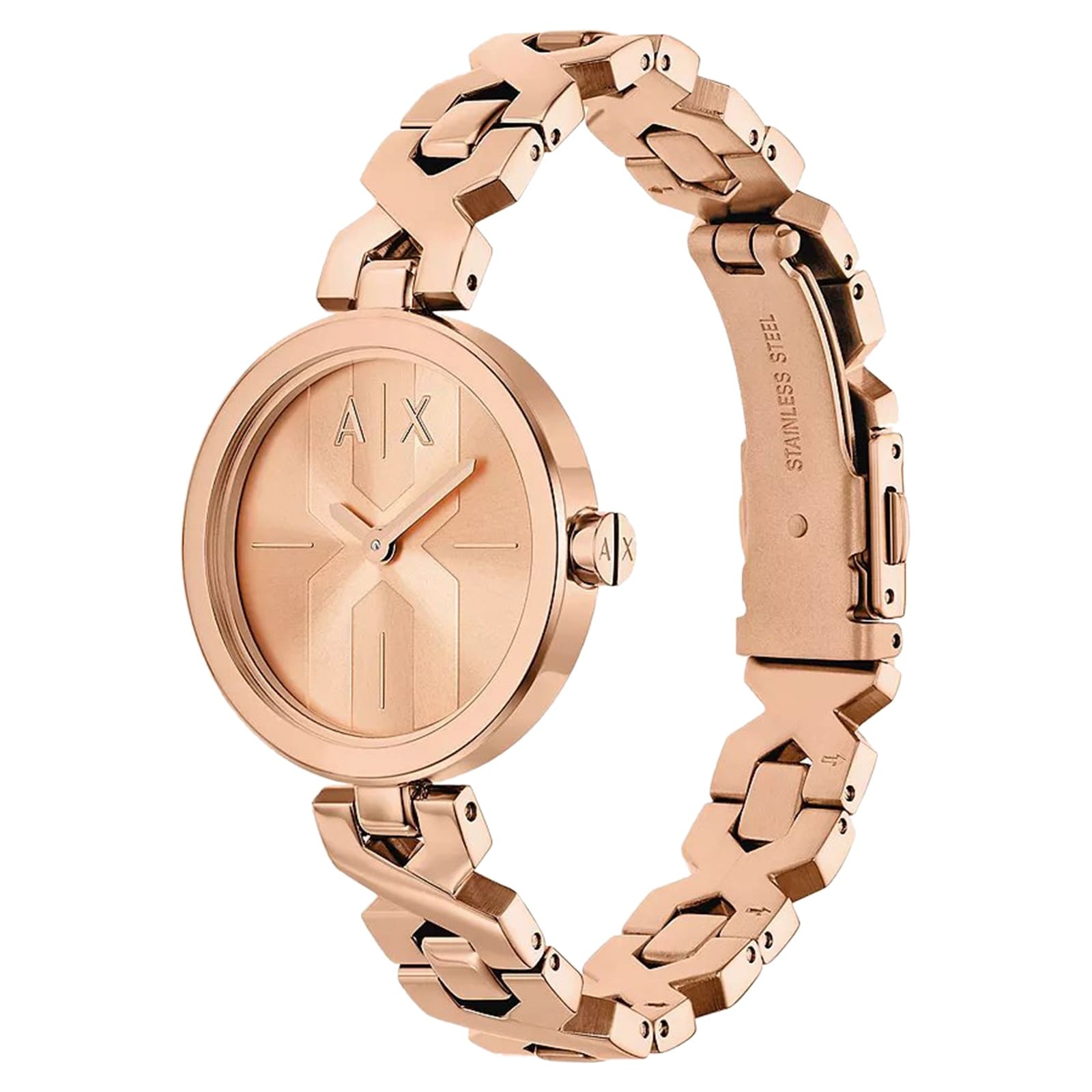 Armani Exchange Two-Hand Rose Gold-Tone Stainless Steel Ladies Watch Armani Exchange Two-Hand Rose Gold-Tone Stainless Steel Ladies Watch