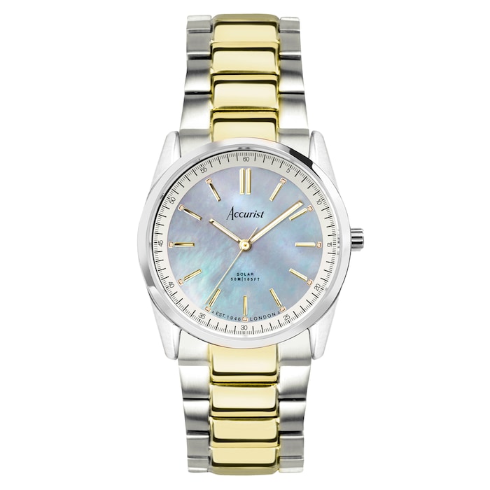 Accurist Everyday Solar 30mm Ladies Bracelet Watch Mother Of Pearl