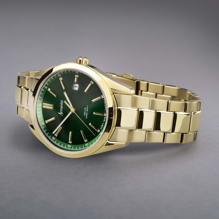 Accurist Everyday Solar 40mm Mens Bracelet Watch Green