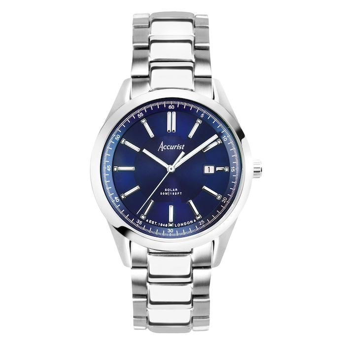 Accurist Everyday Solar 40mm Mens Bracelet Watch Blue