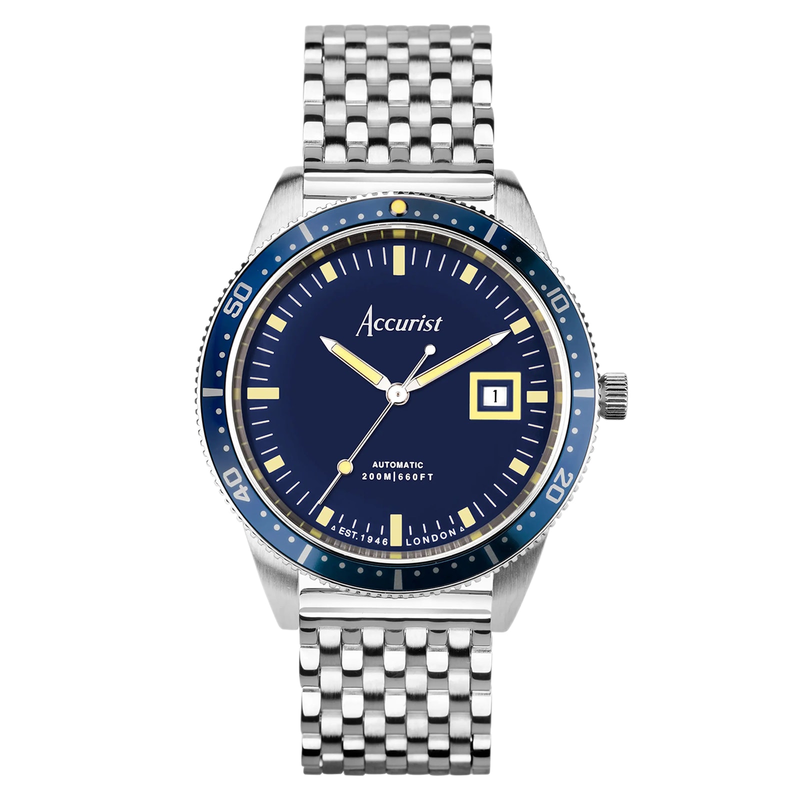 Accurist Dive Stainless Steel Blue Dial Mens Watch