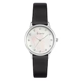 Accurist Dress Diamond 28mm Ladies Black Leather Strap Watch Mother Of Pearl