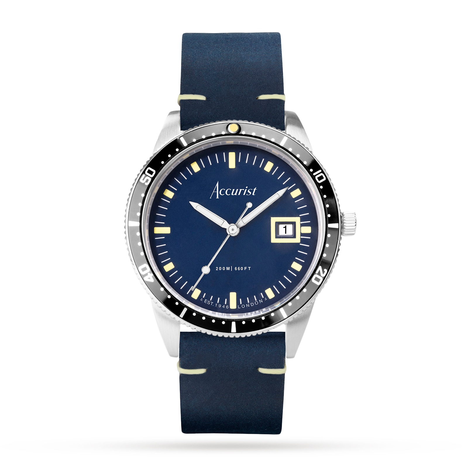 Dive Blue Leather Strap 42mm Watch