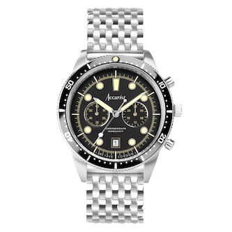 Accurist Dive Stainless Steel Black Dial Mens Watch