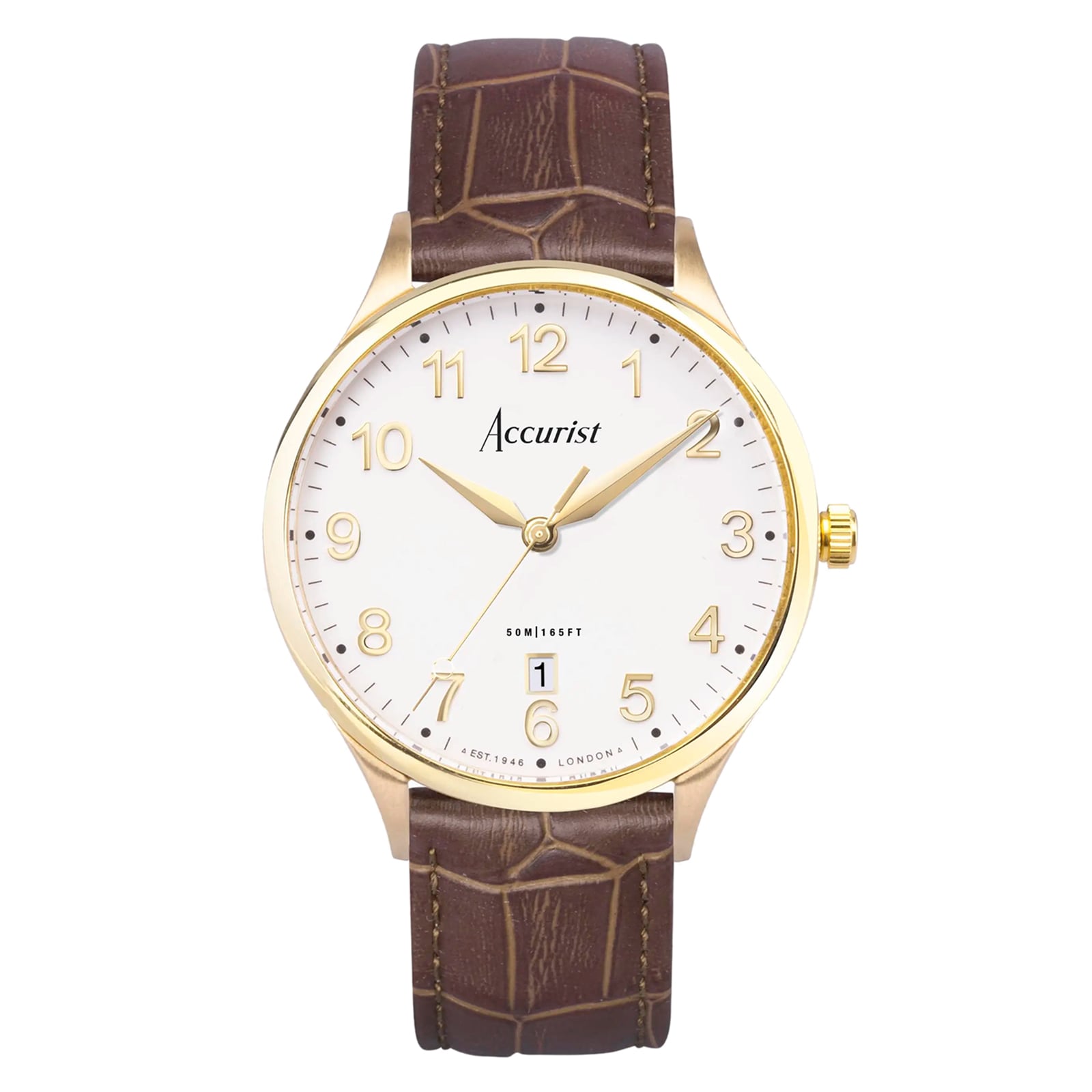 Accurist Classic Brown Leather White Dial Mens Watch Accurist Classic Brown Leather White Dial Mens Watch