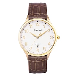 17451211 - Classic Brown Leather White Dial Mens Watch