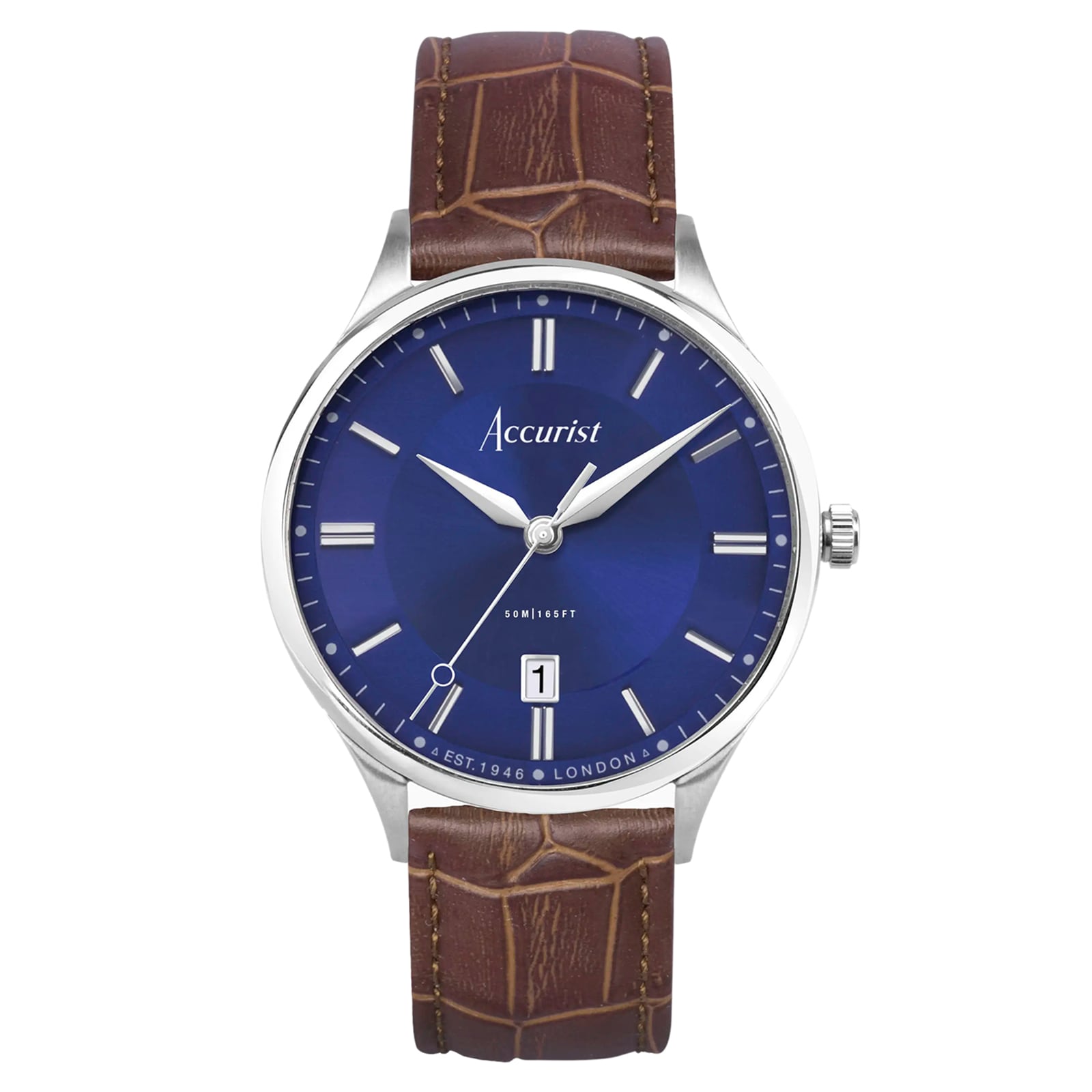 Accurist Classic Brown Leather White Dial Mens Watch