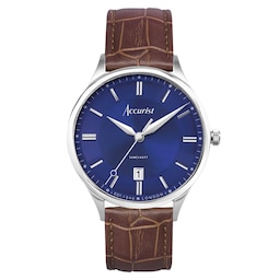17451215 - Classic Brown Leather White Dial Mens Watch