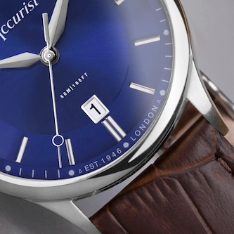 Accurist Classic Brown Leather White Dial Mens Watch
