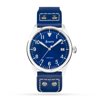 Accurist Aviation Blue Leather Strap 41mm Watch Accurist Aviation Blue Leather Strap 41mm Watch
