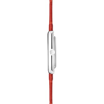 Accurist Rectangle Red Leather White Dial Ladies Watch
