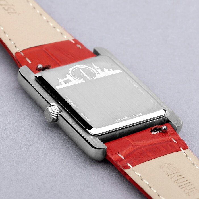 Accurist Rectangle Red Leather Strap 26mm Watch