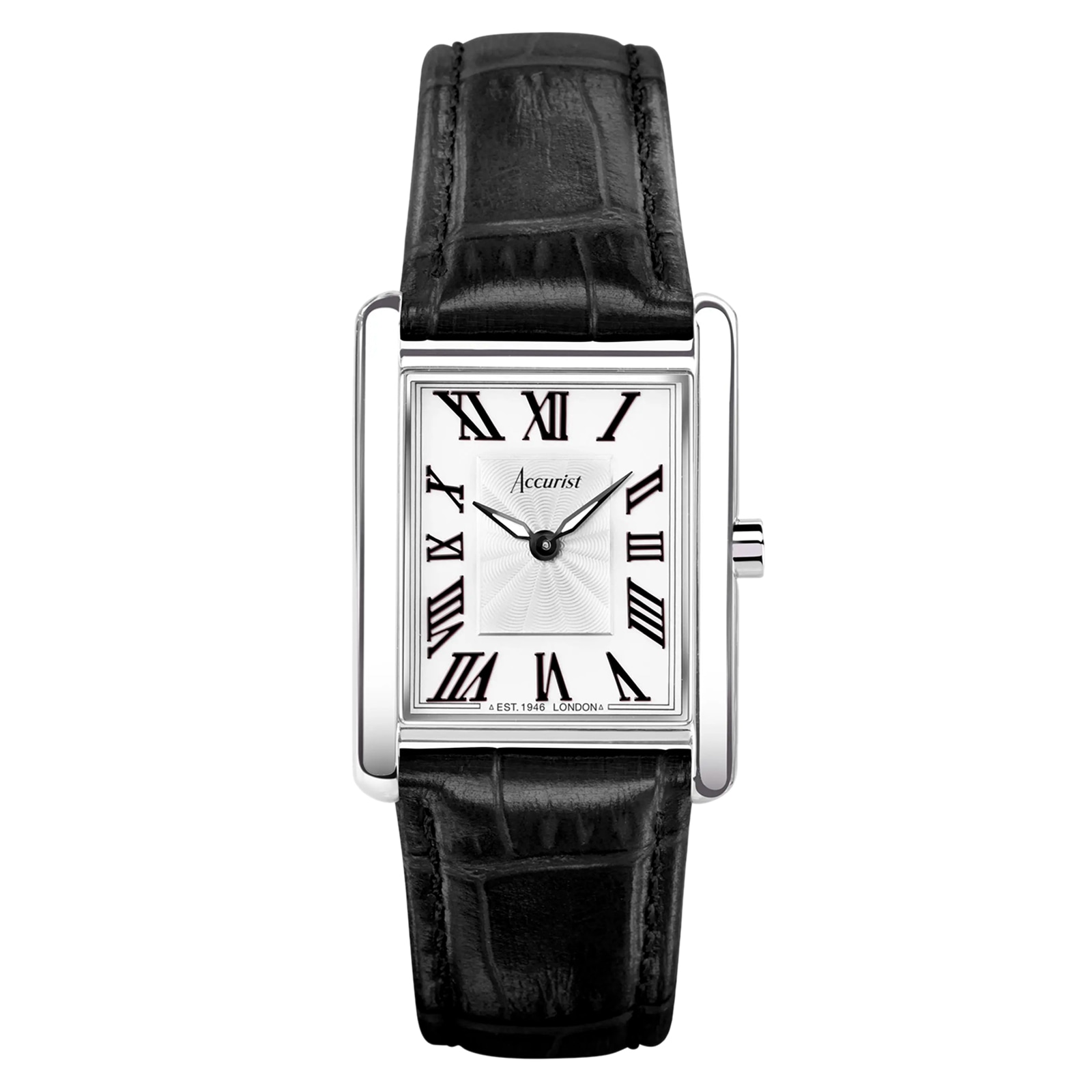 Accurist Rectangle Black Leather White Dial Ladies Watch Accurist Rectangle Black Leather White Dial Ladies Watch