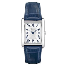 17451226 - Rectangle Blue Leather White Dial Ladies Watch