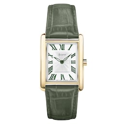 17451227 - Rectangle Green Leather White Dial Ladies Watch