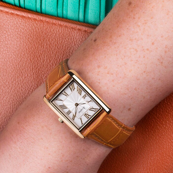 Accurist Rectangle Tan Leather Strap 26mm Watch