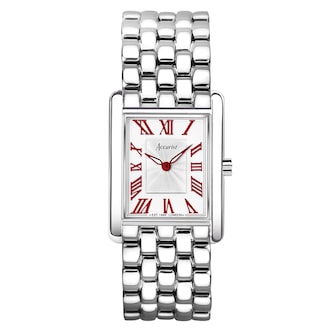 Accurist Rectangle Stainless Steel Red Dial Ladies Watch