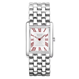 17451229 - Rectangle Stainless Steel Red Dial Ladies Watch