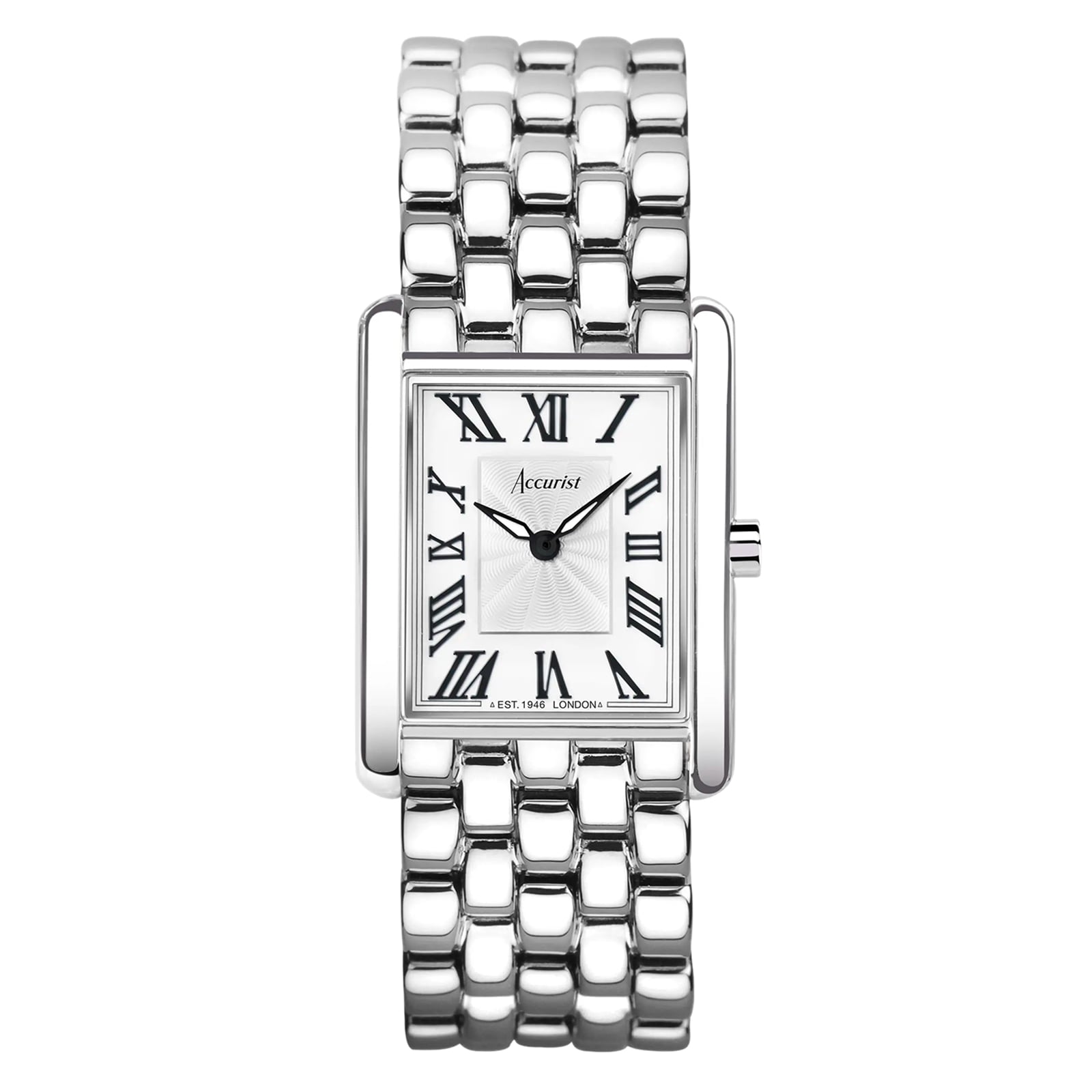 Accurist Rectangle Stainless Steel Black Dial Ladies Watch