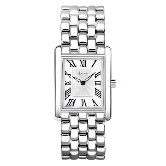 Accurist Rectangle Stainless Steel Black Dial Ladies Watch