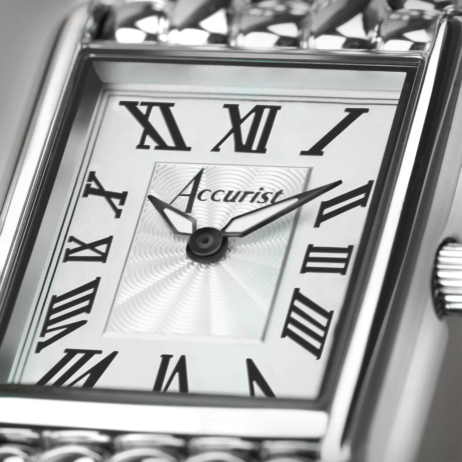 Accurist Rectangle Stainless Steel Black Dial Ladies Watch