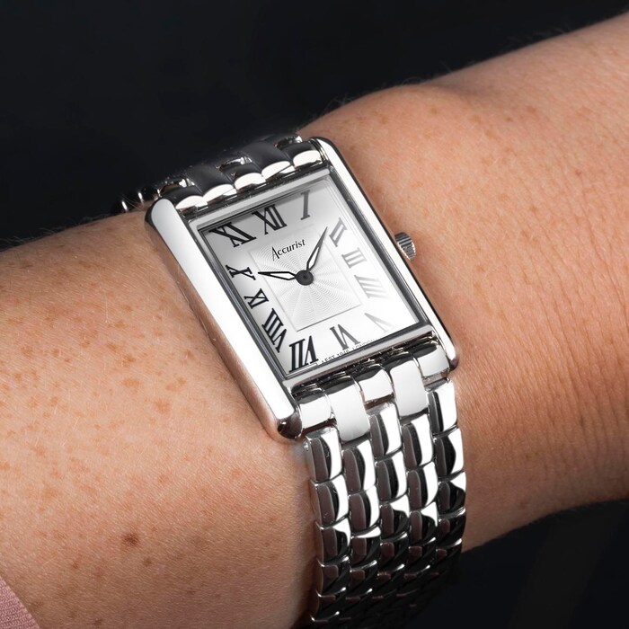 Accurist Rectangle Stainless Steel Bracelet 26mm Watch