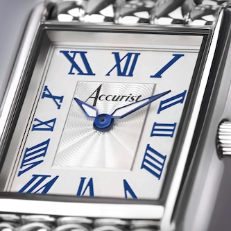 Accurist Rectangle Stainless Steel Blue Dial Ladies Watch