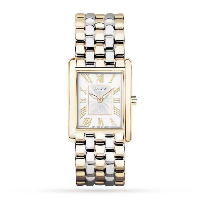 Accurist Rectangle Two Tone Stainless Steel Bracelet 26mm Watch 71009 ...