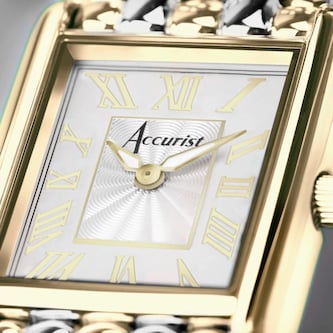 Accurist Rectangle Bicolour White Dial Ladies Watch