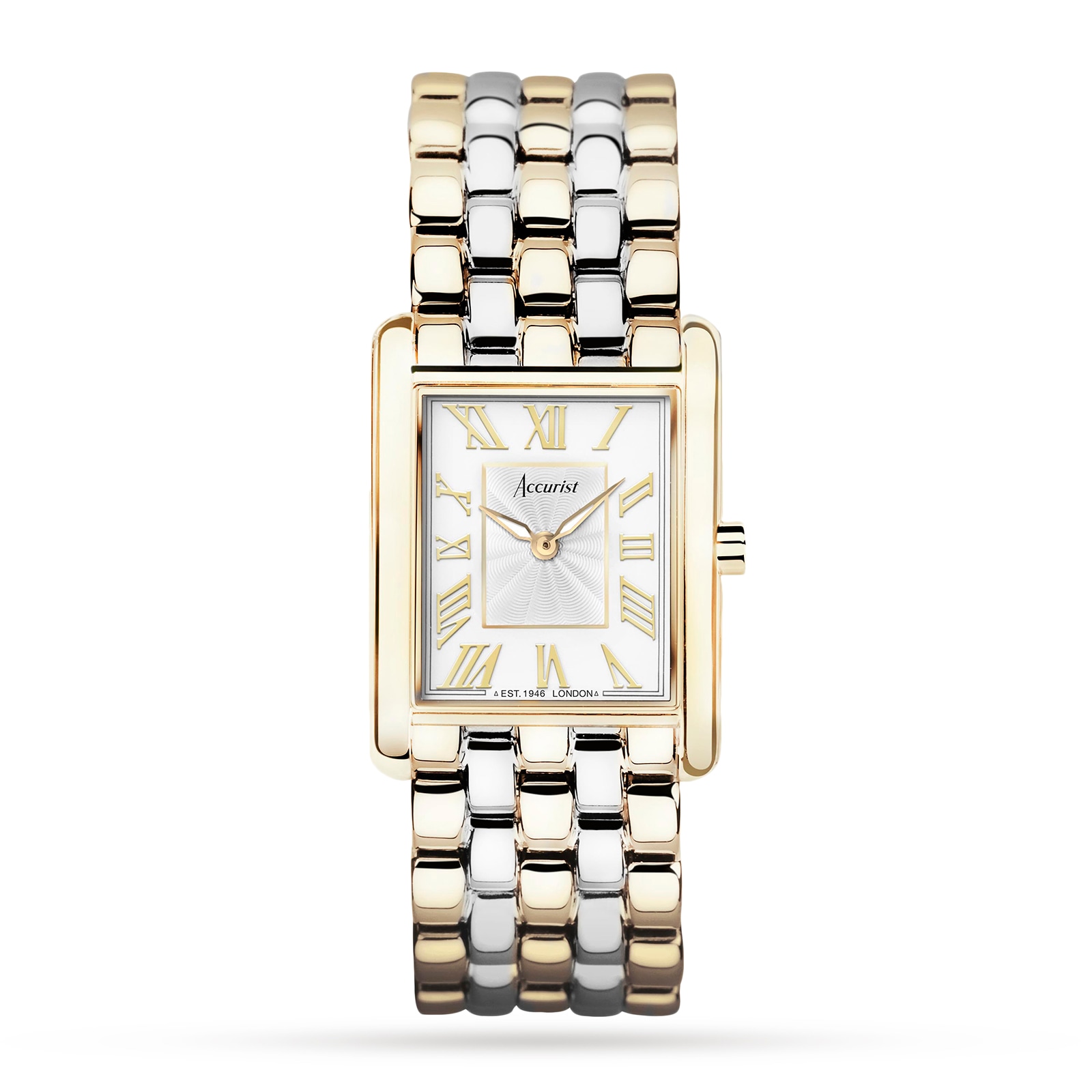 Accurist Rectangle Two Tone Stainless Steel Bracelet 26mm Watch 71009 ...