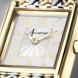 17451233 - Rectangle Bicolour White Dial Ladies Watch