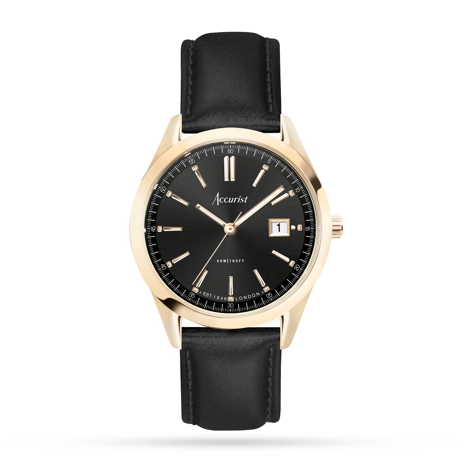 Everyday Black Leather Strap 40mm Watch