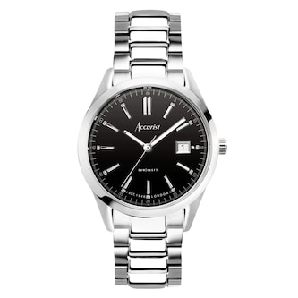 Accurist Everyday Stainless Steel Black Dial Mens Watch