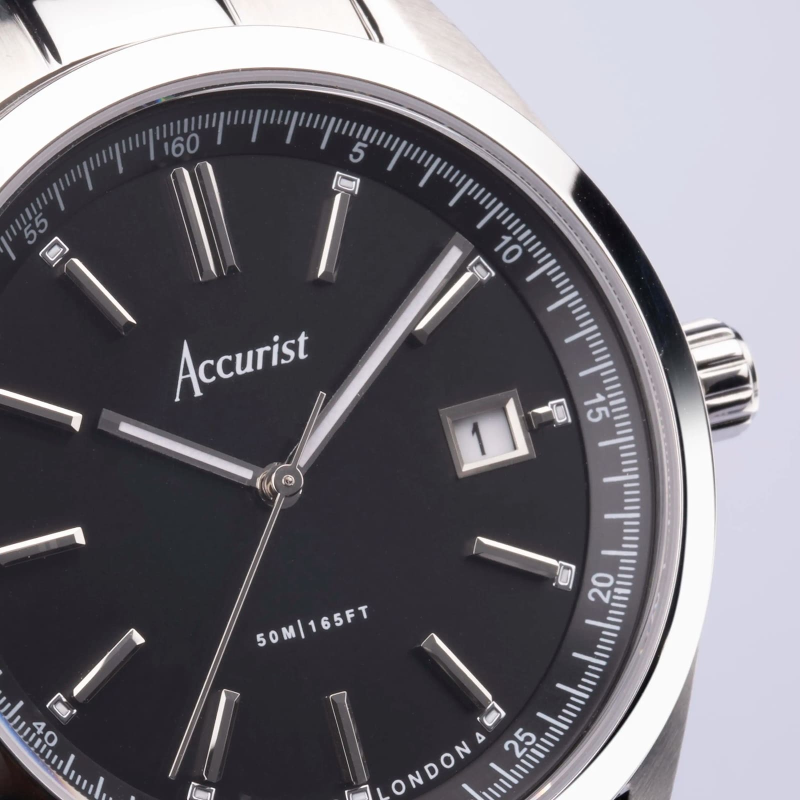 Accurist Everyday Stainless Steel Black Dial Mens Watch