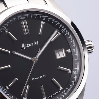 Accurist Everyday Stainless Steel Black Dial Mens Watch
