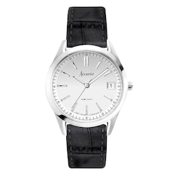 17451250 - Everyday Black Leather Silver Dial Unisex Watch