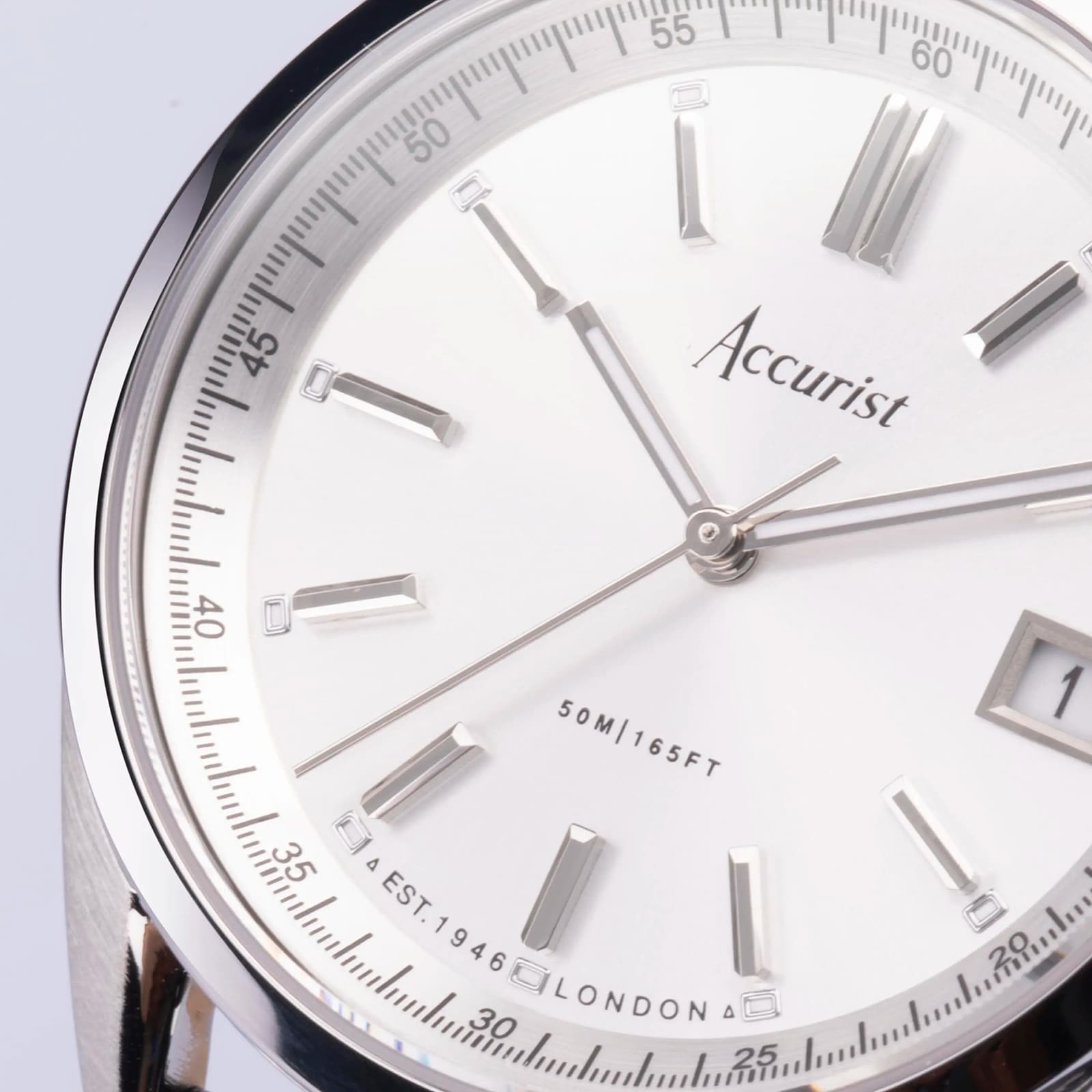 Accurist Everyday Black Leather Silver Dial Unisex Watch