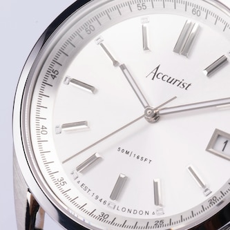 Accurist Everyday Black Leather Silver Dial Unisex Watch