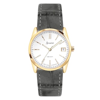 Accurist Everyday Grey Leather White Dial Ladies Watch