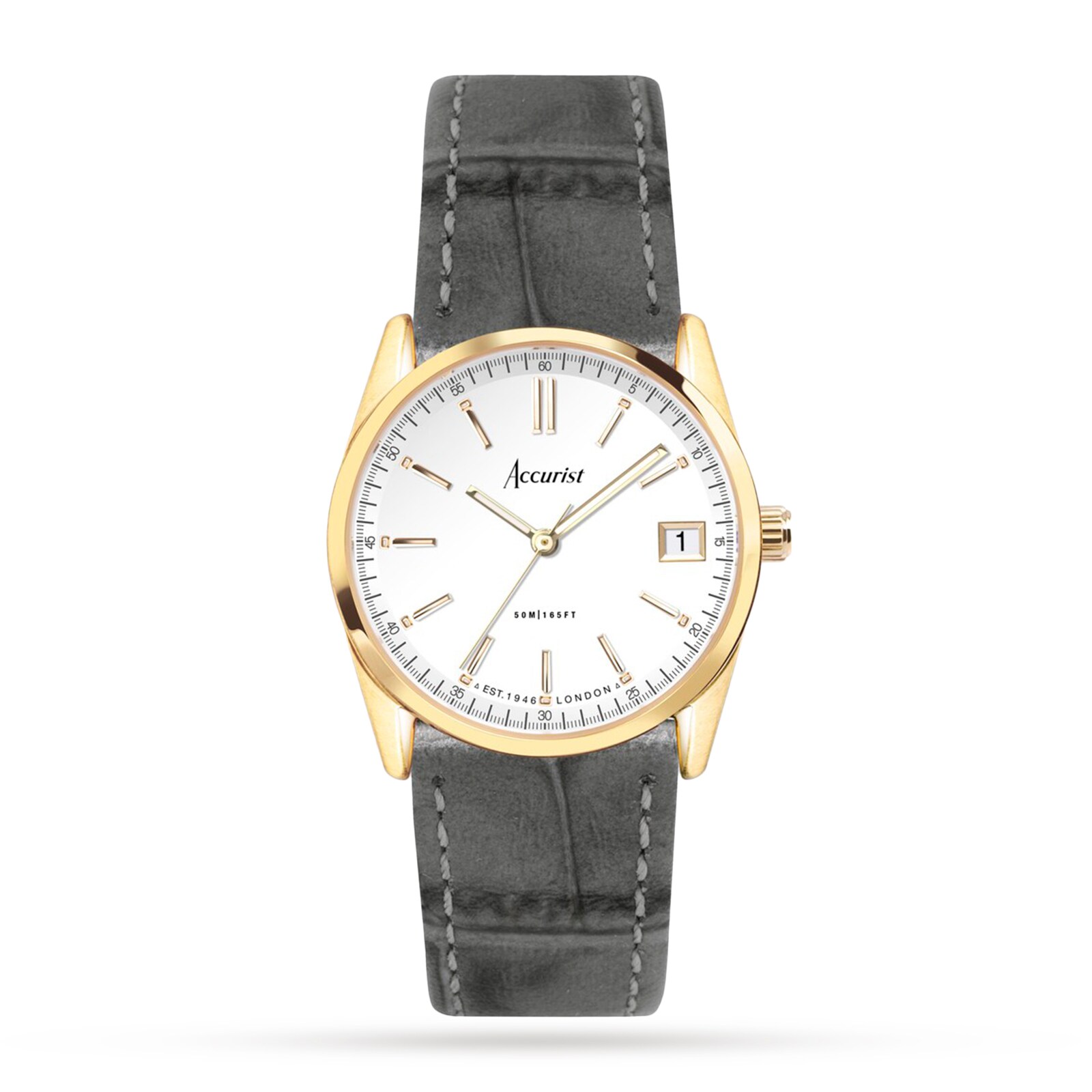 Accurist Everyday Grey Leather Strap 30mm Watch 74000 | Goldsmiths