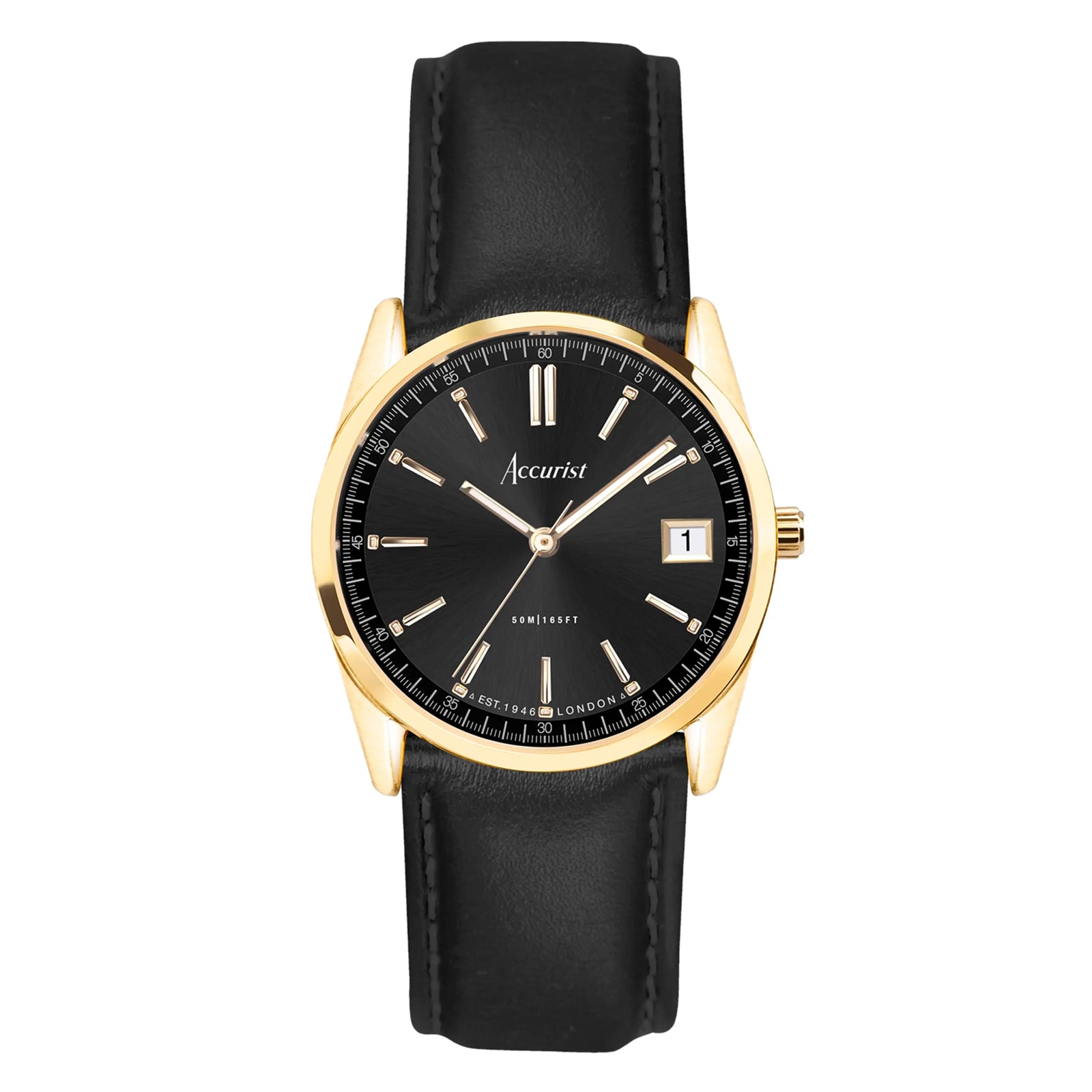 Accurist Everyday Black Leather Black Dial Ladies Watch Accurist Everyday Black Leather Black Dial Ladies Watch