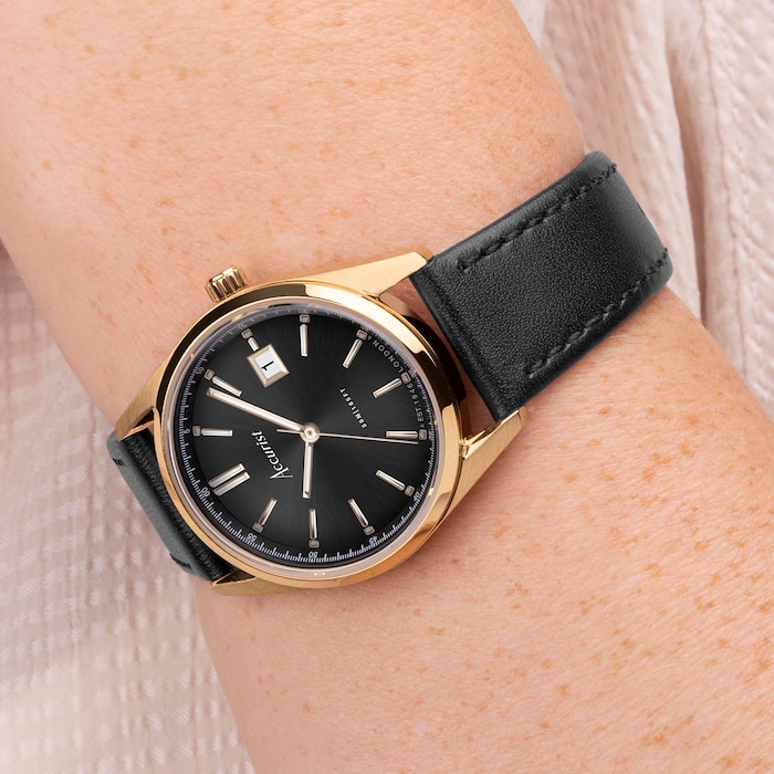 Accurist Everyday Black Leather Strap 30mm Watch