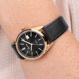 Accurist Everyday Black Leather Strap 30mm Watch