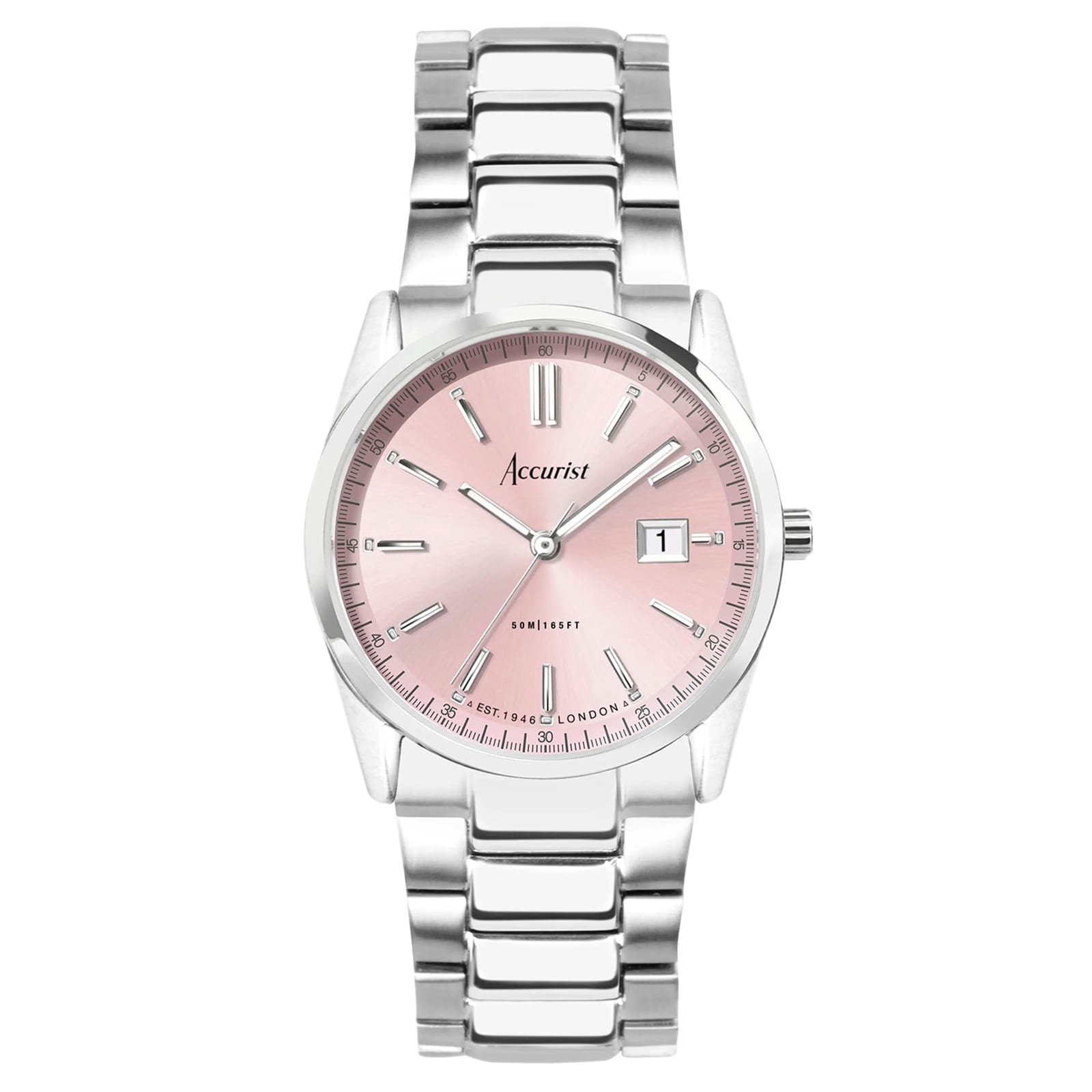 Accurist Everyday Stainless Steel Pink Dial Ladies Watch