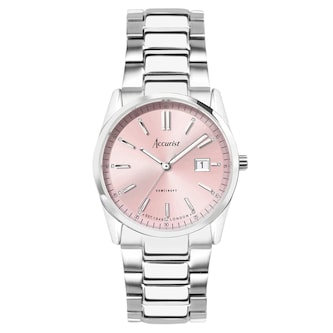 Accurist Everyday Stainless Steel Pink Dial Ladies Watch