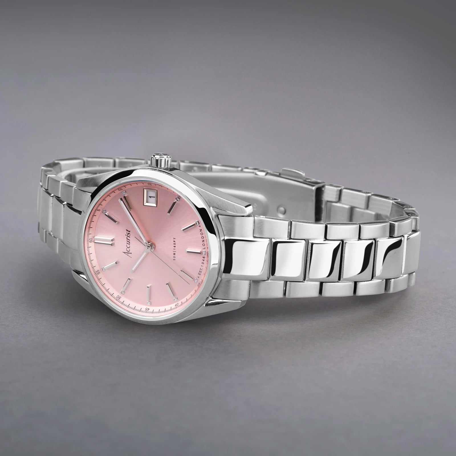 Accurist Everyday Stainless Steel Pink Dial Ladies Watch Accurist Everyday Stainless Steel Pink Dial Ladies Watch