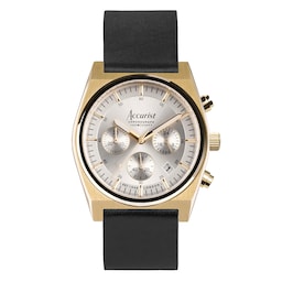 17451265 - Origin Chrono Silver Dial Black Leather Mens Watch