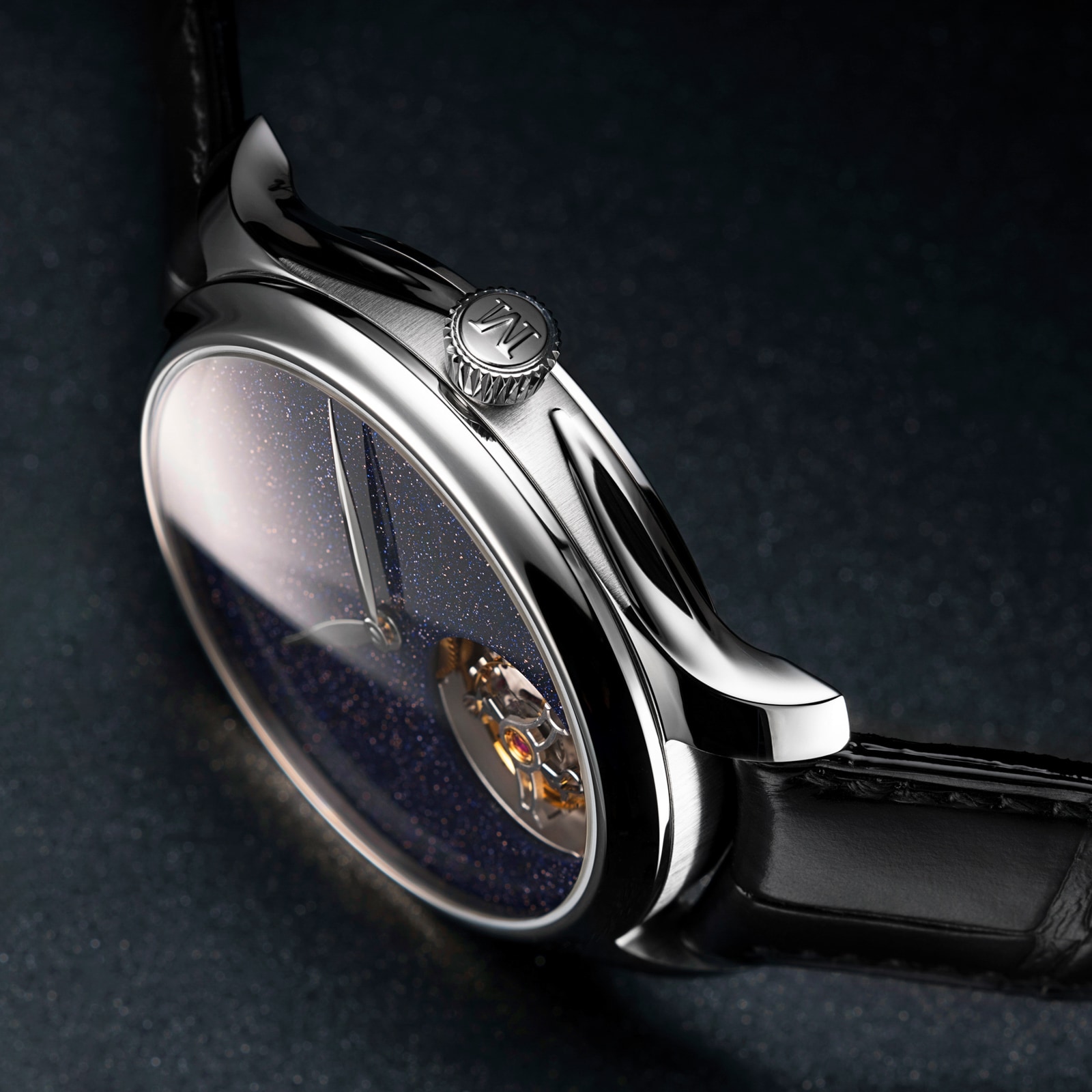 H. Moser & Cie Endeavour Aventurine Tourbillon Steel 40mm Mens Watch