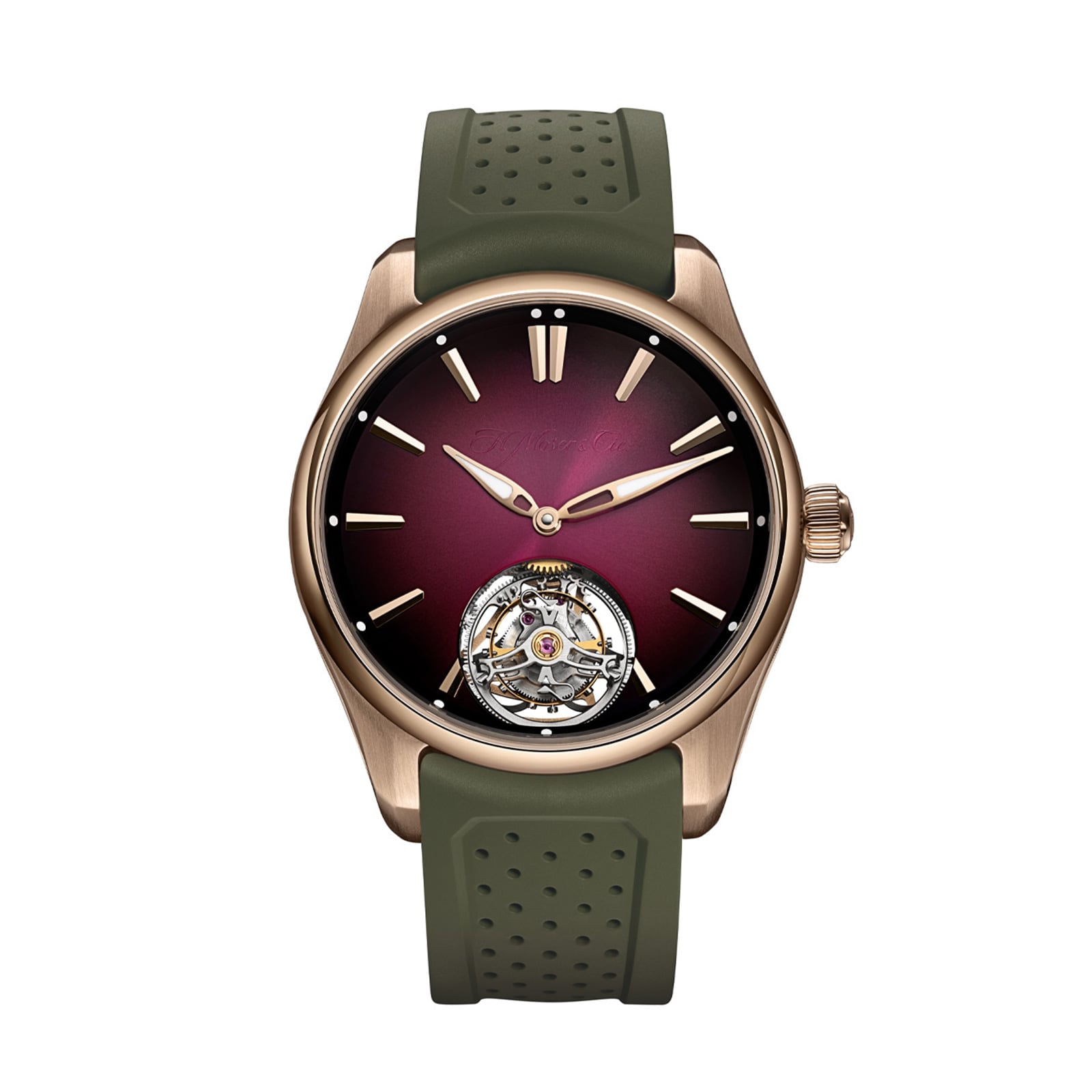H. Moser & Cie Pioneer Tourbillon 40mm Mens Watch Burgundy