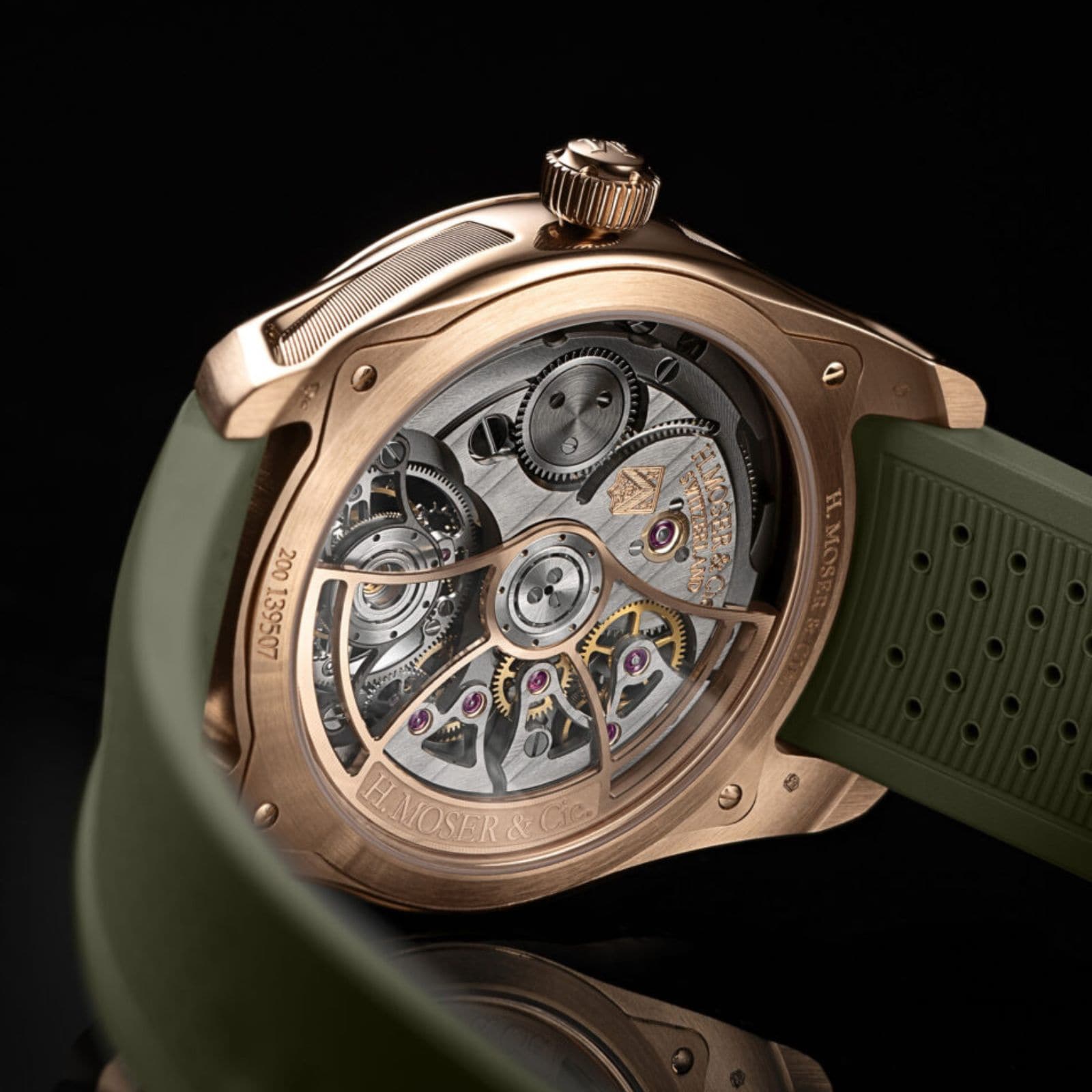 H. Moser & Cie Pioneer Tourbillon 40mm Mens Watch Burgundy